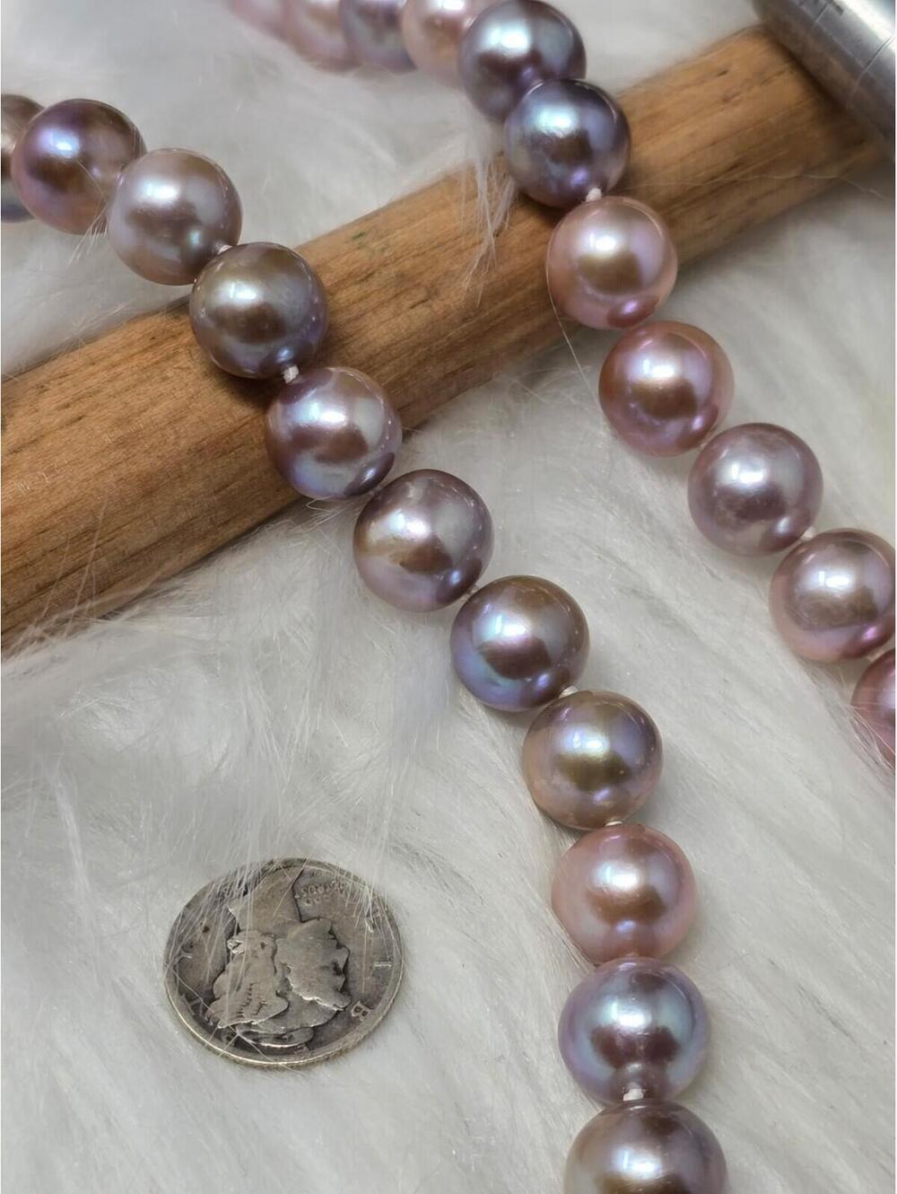 11mm Lavender Freshwater Pearl Necklace 18" 925 Silver - Picture 2 of 7